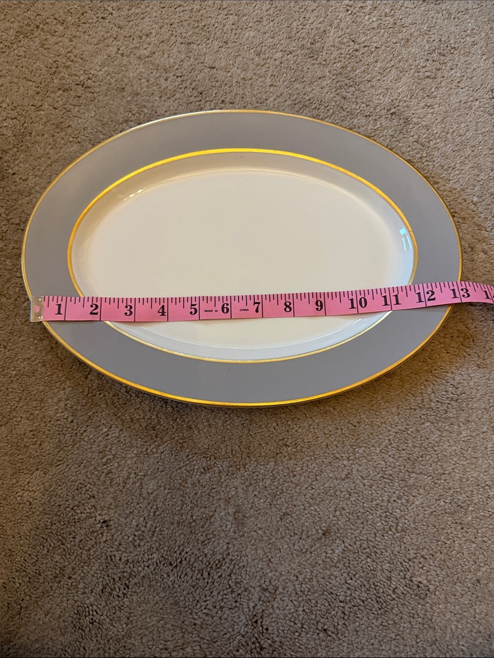 Royal Jackson Elegant Gray and Gold Trim Oval Serving Platter - Home Dining